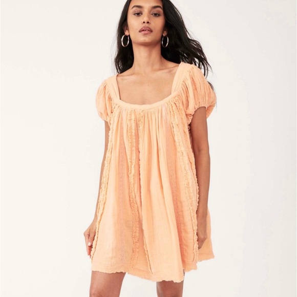NWT FREE PEOPLE  🍑 Angele Gauzy babydoll mini dress - Picture 3 of 10